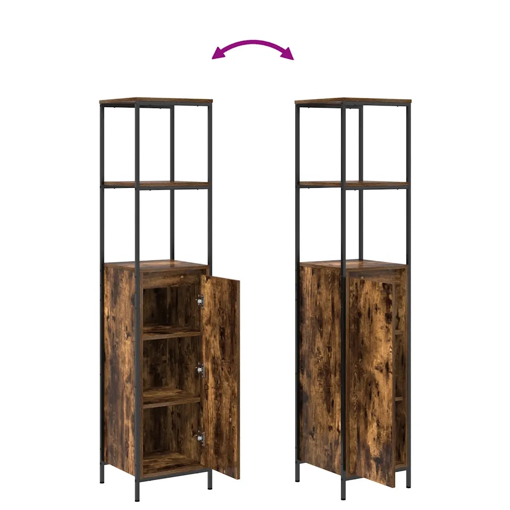 vidaXL Mobile da Bagno con Ripiani Rovere Fumo 36x35x165 cm