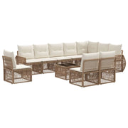 Set Divano da Giardino 11 pcs Beige e Bianco Crema polyrattan