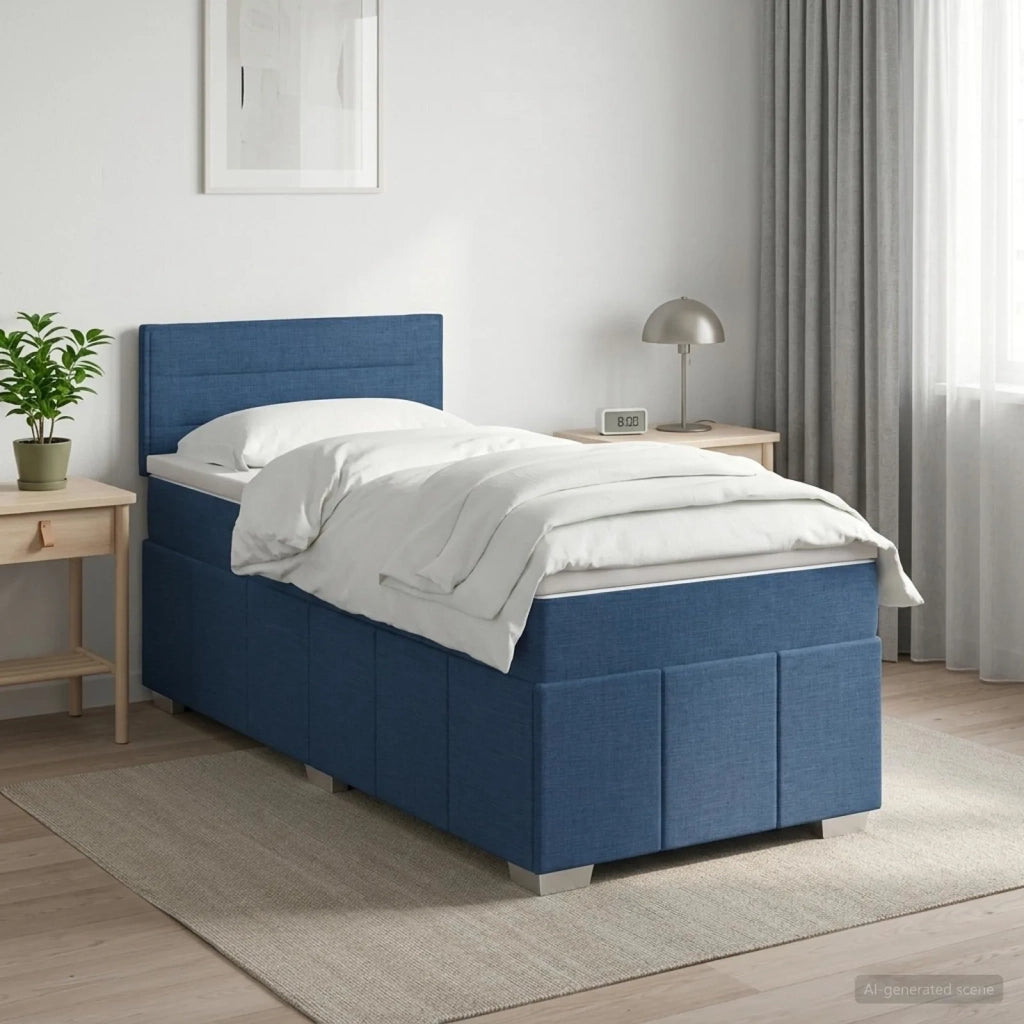 Letto box spring con materasso Blu 100 x 200 cm Tessuto 3452606
