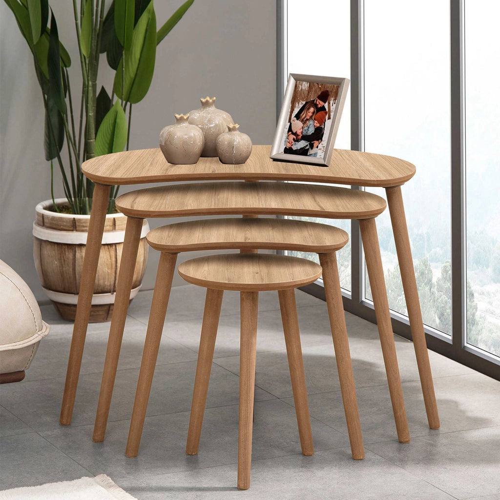 Tavolo nido in legno "Moon" (4 pezzi) 40 x 75 x 55 cm - Rovere