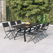 Set da Pranzo da Giardino 7 pz Grigio e Nero