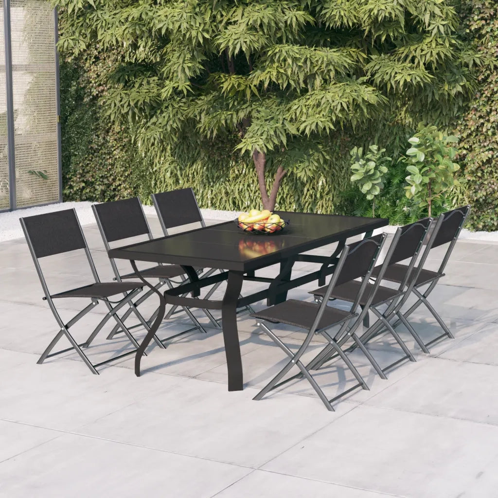Set da Pranzo da Giardino 7 pz Grigio e Nero