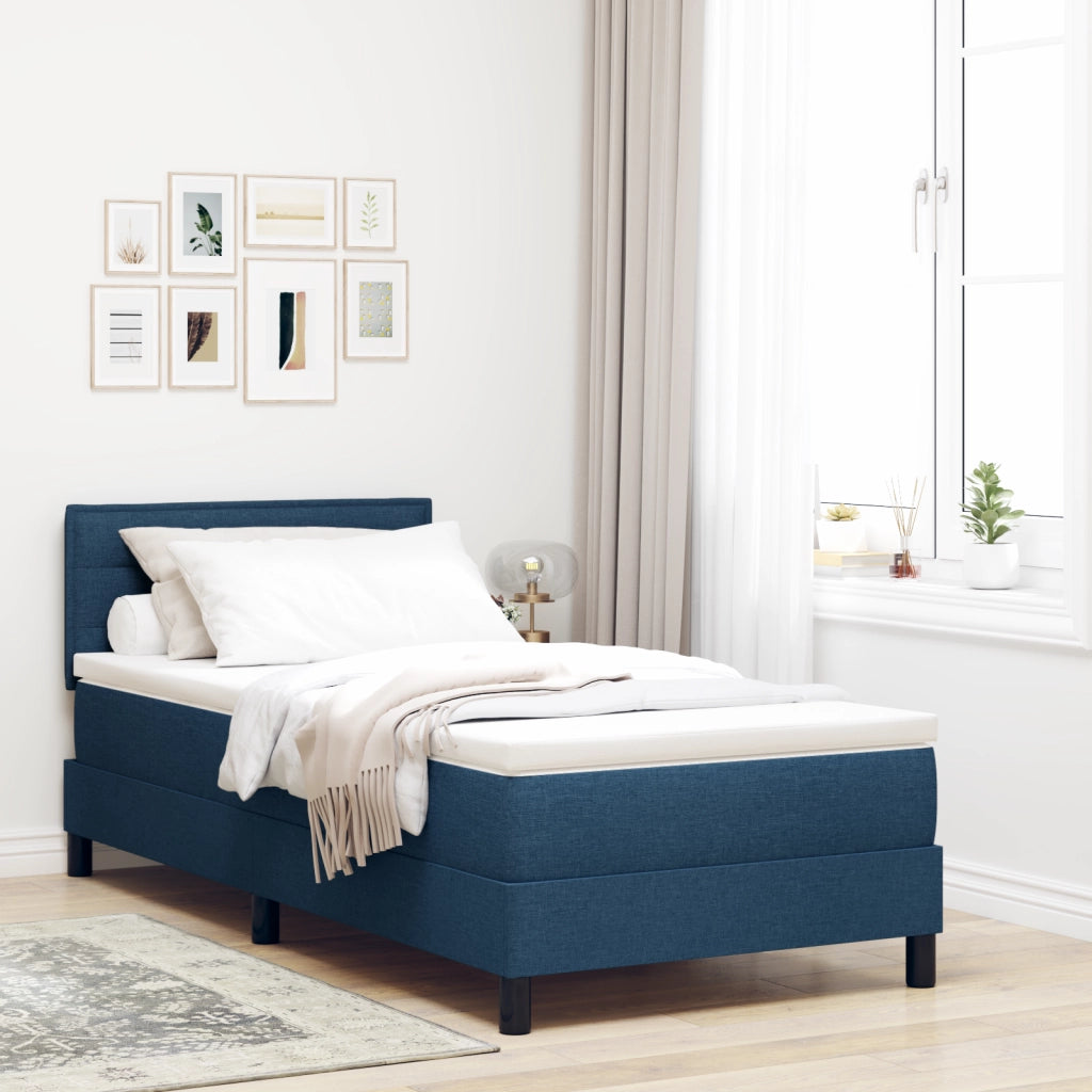Letto Box Spring con Materasso e LED Blu 90x200 cm Tessuto