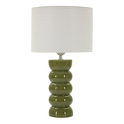 Lampada da tavolo TORR in ceramica verde oliva e tessuto