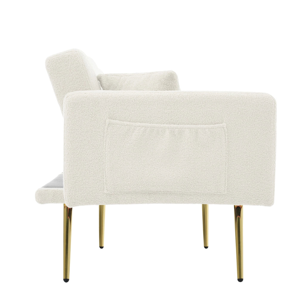 Divano letto convertibile in tessuto Sherpa 175x64x72 cm; bianco