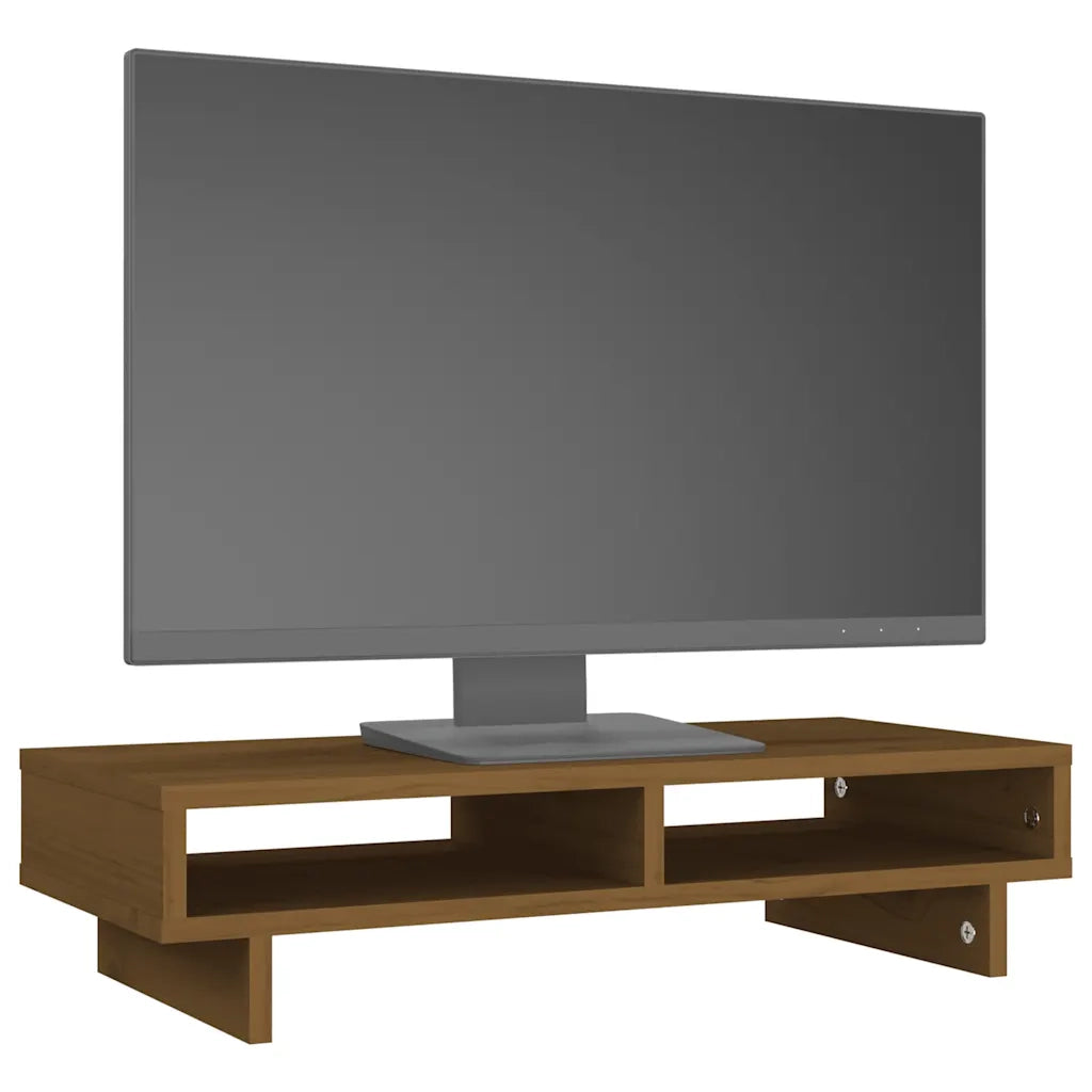 Supporto per Monitor ambra 60x27x14 cm Legno Massello di Pino 814002