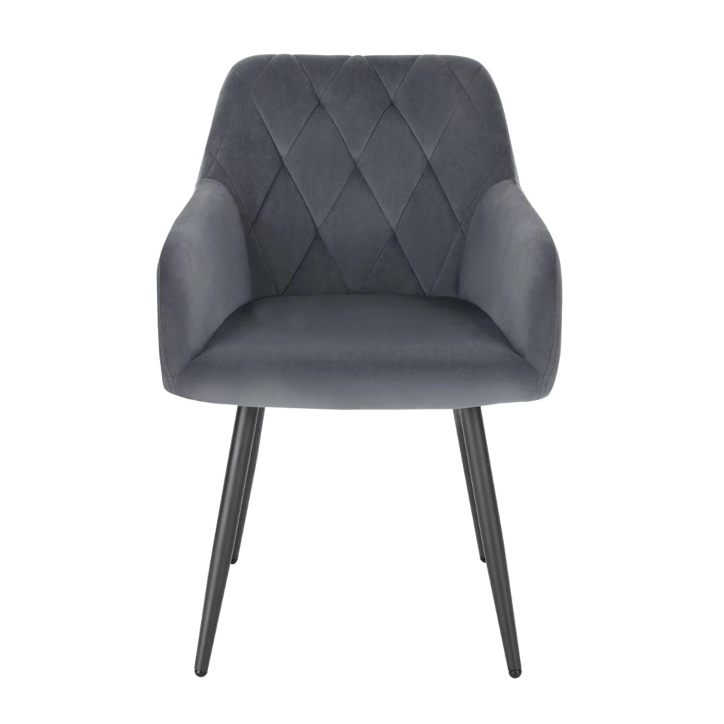 Sedia da pranzo 44 x 42,5 cm grigio scuro velluto e metallo, con braccioli