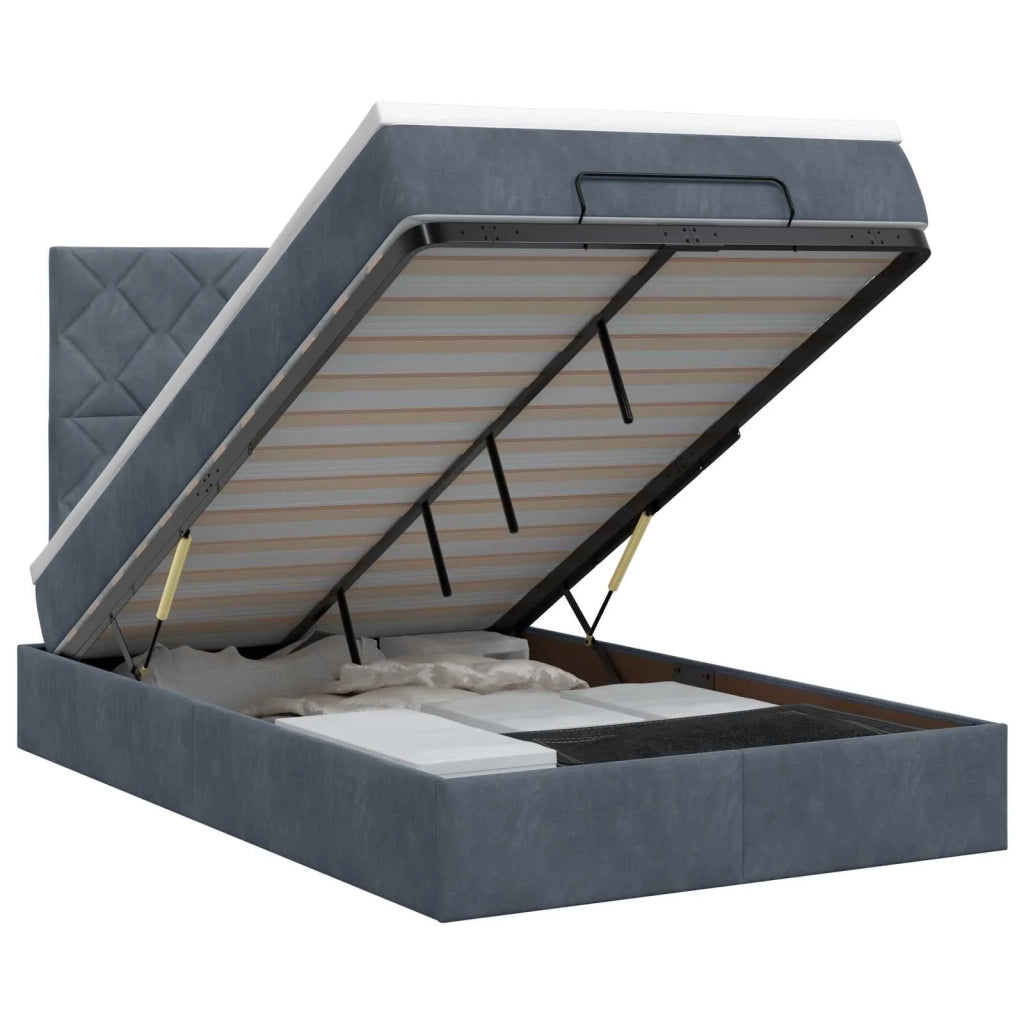 Letto ottomano con materasso Grigio Scuro 120 x 190 cm Velluto 3457780