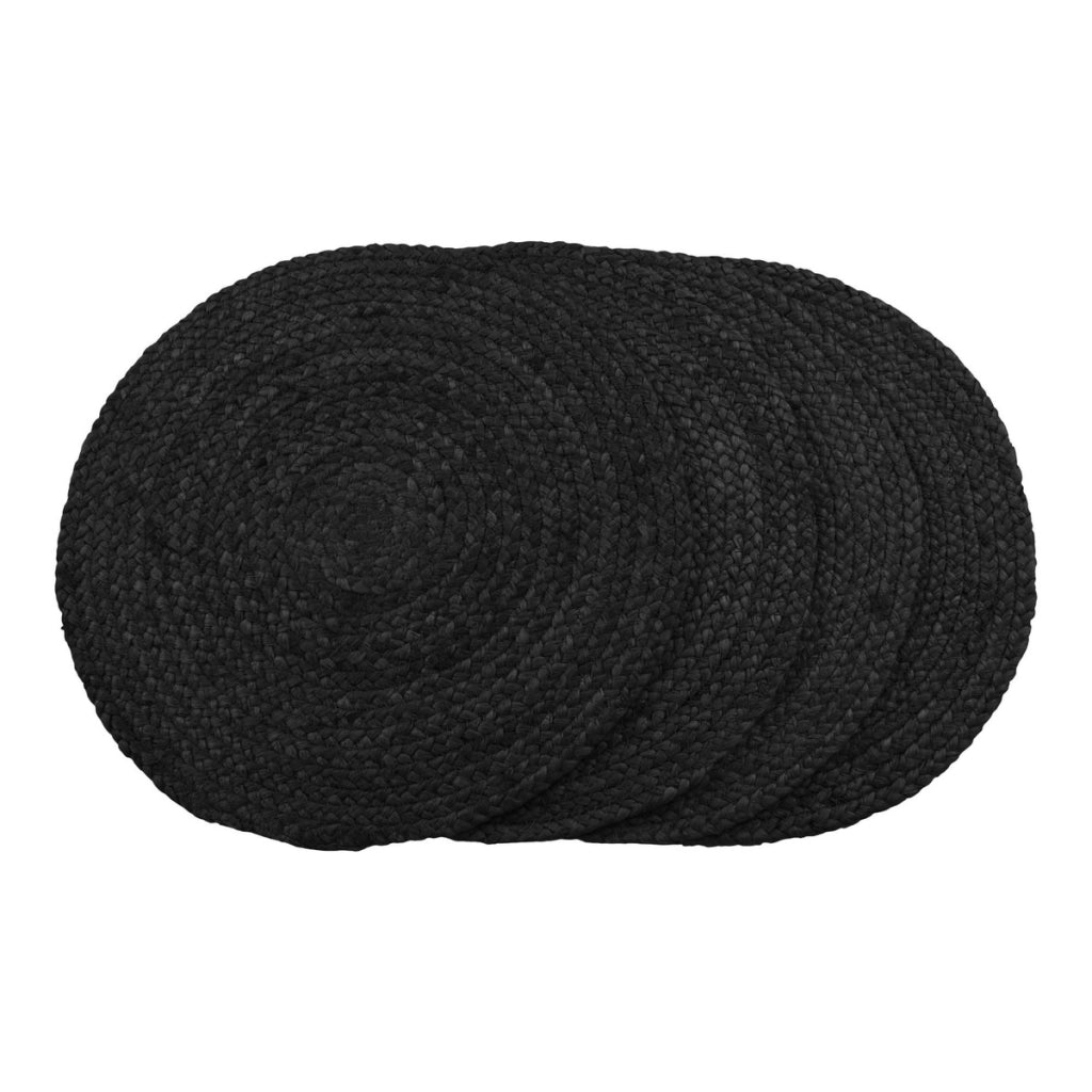 Set di 4 Sottopiatti Bombay, Nero, Juta, 38x38x0,5 cm