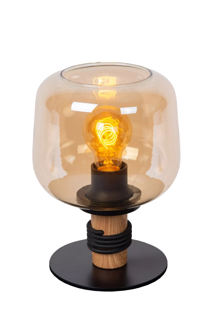 Lampada da tavolo industriale nera vetro E27 Ilona Lucide