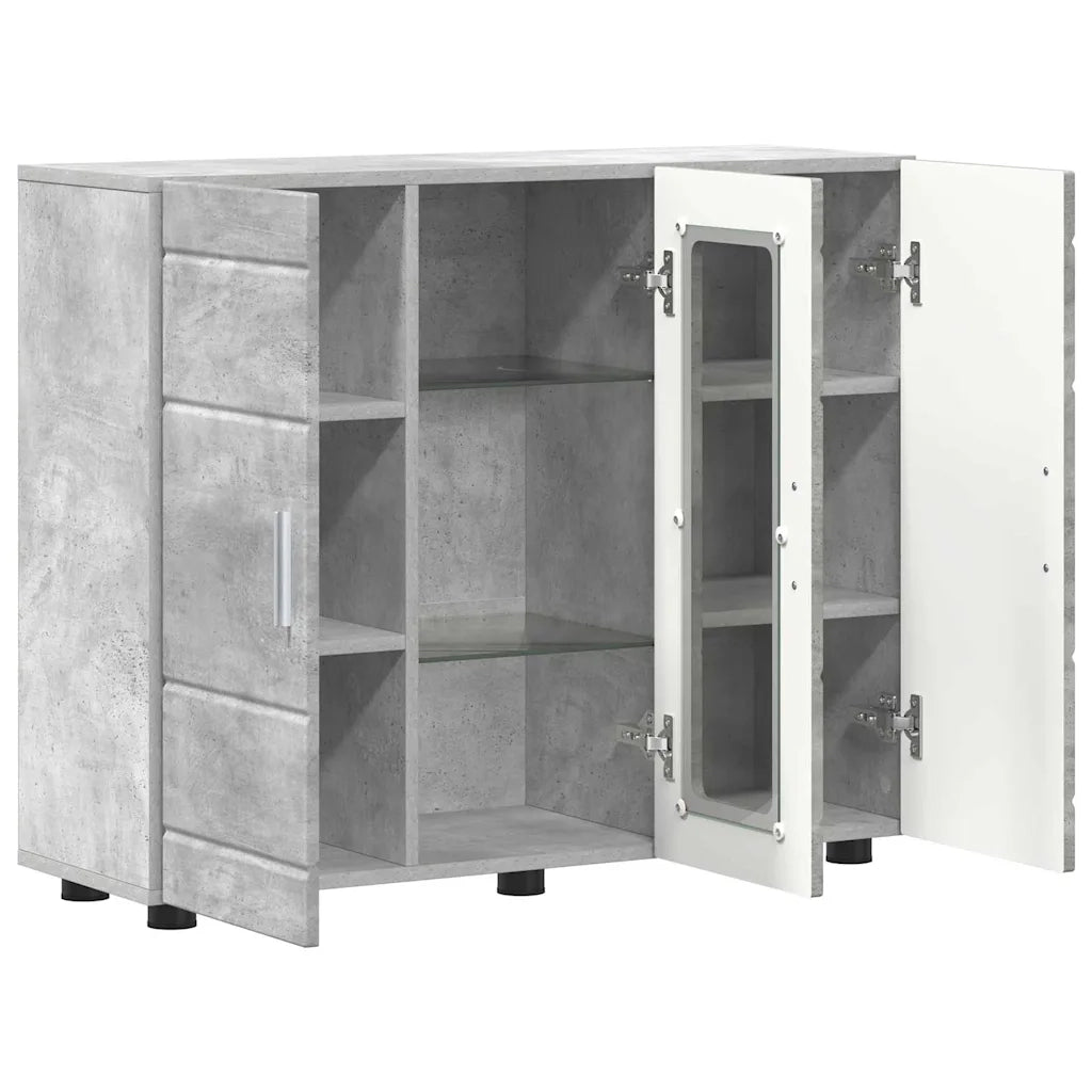 Credenza-Buffet-Armadio da cucina Grigio cemento 55,5 x 29 x 100 cm Legno multistrato