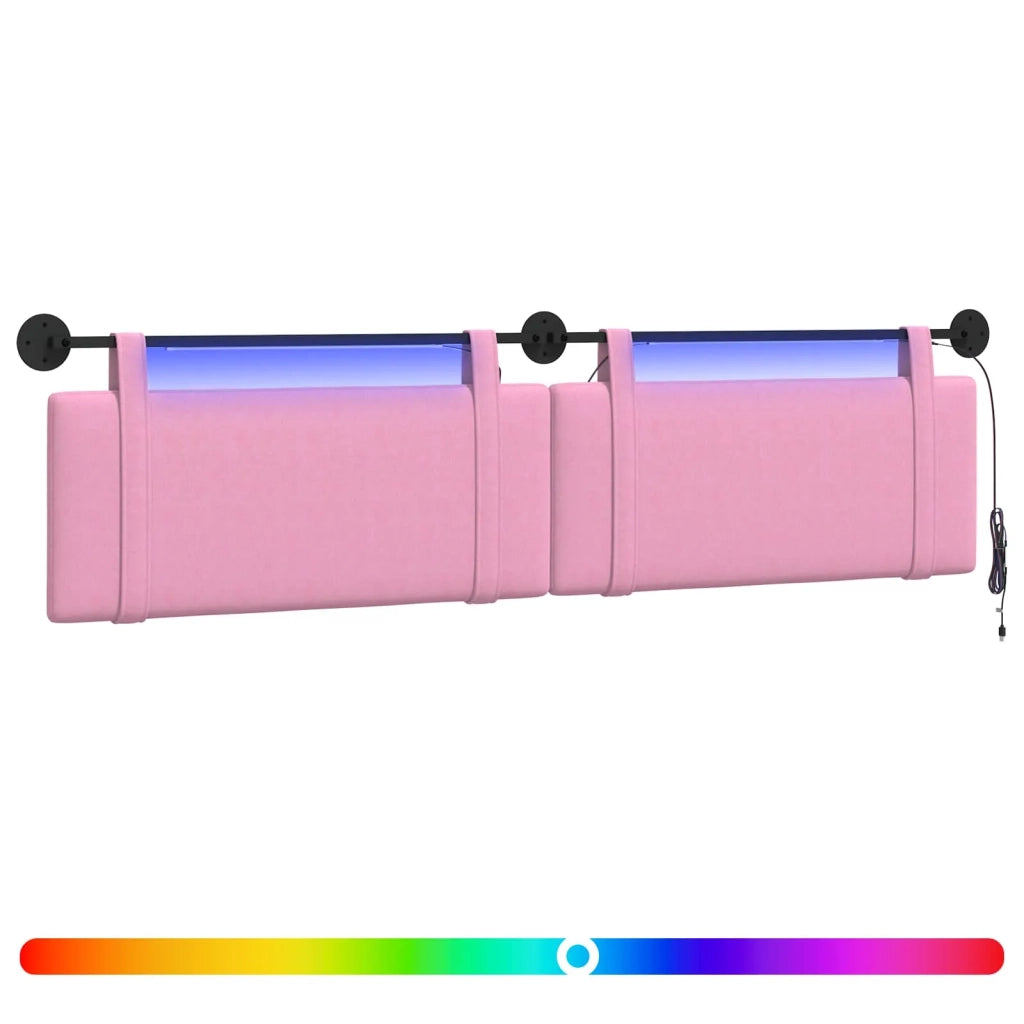 Testiera | Testata sospesa Con luce LED Rosa Tessuto