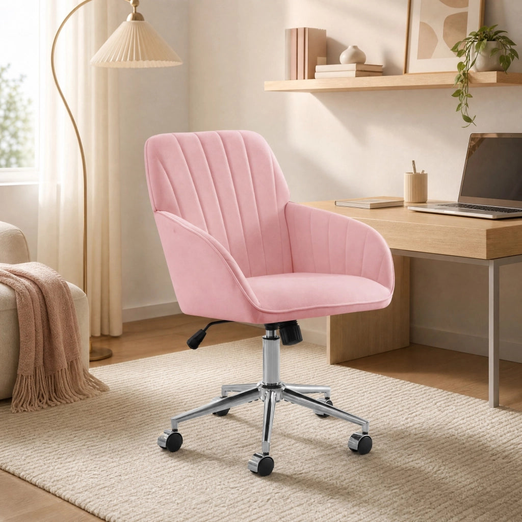 SEDIA Girevole Regolabile 50-59 cm Velluto Rosa