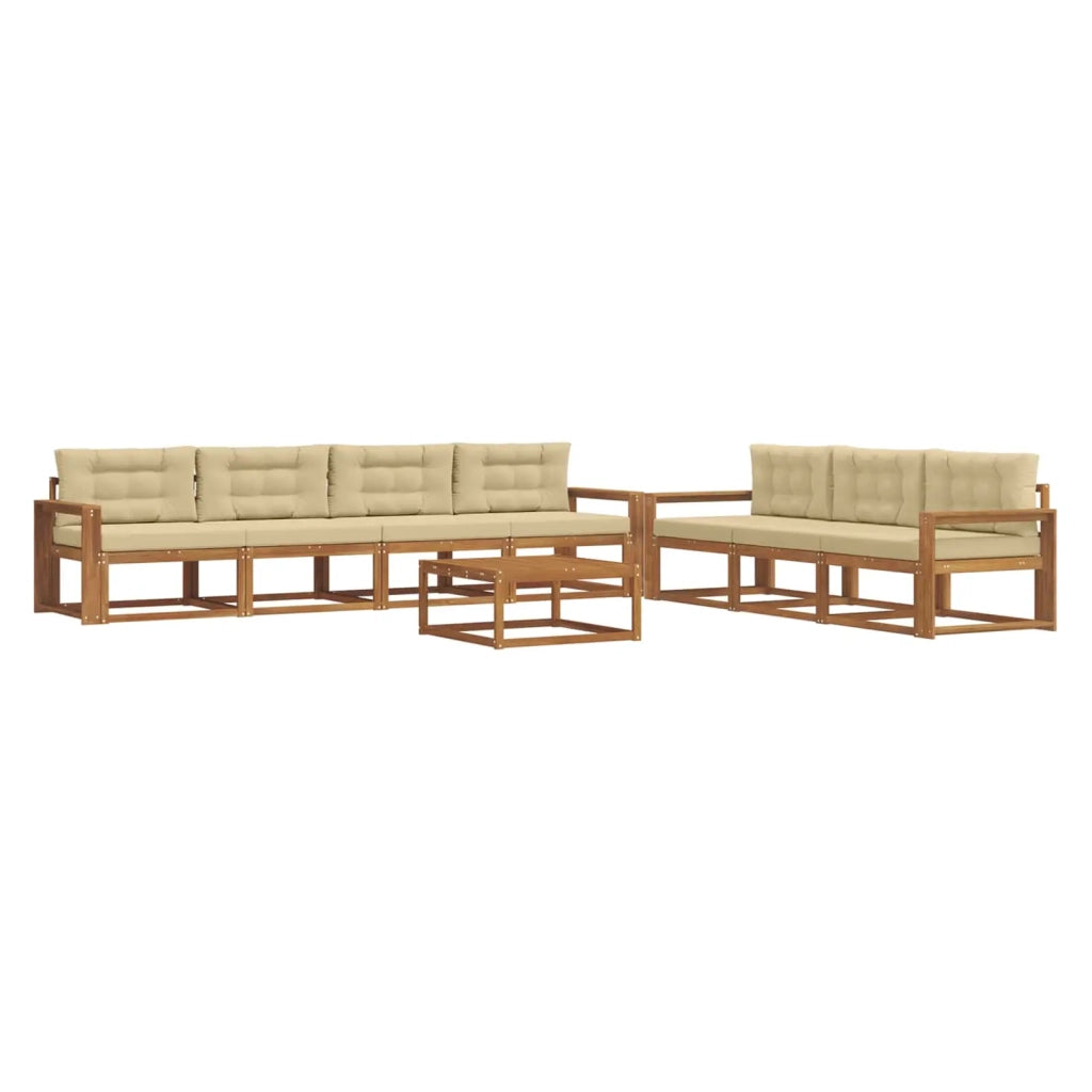 Set di divani da esterno con cuscino 8 pcs Naturale e Beige 3367306