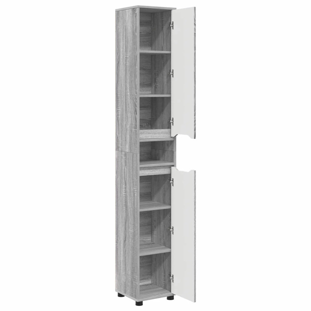 Mobile da Bagno con porta Grigio Sonoma 30,5 x 30 x 195 cm 888763