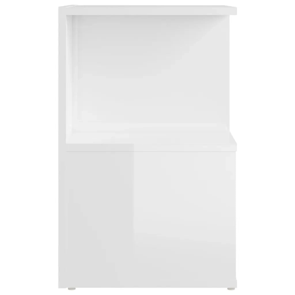 Comodini 2pz Bianco Lucido 35x35x55 cm in Legno Multistrato 806359