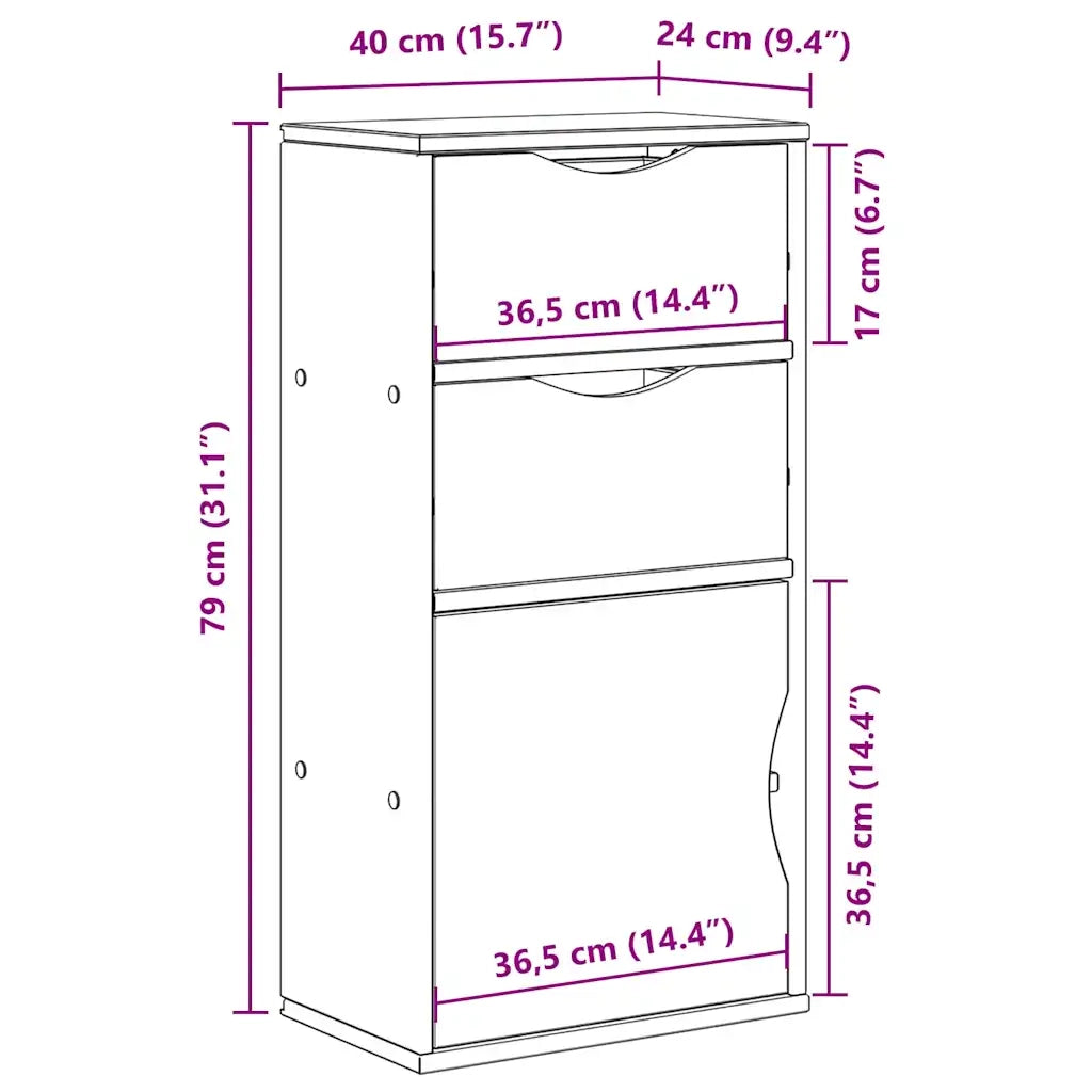 Armadietto Laterale con Cassetti ODDA Bianco 40x24x79 cm 4103598