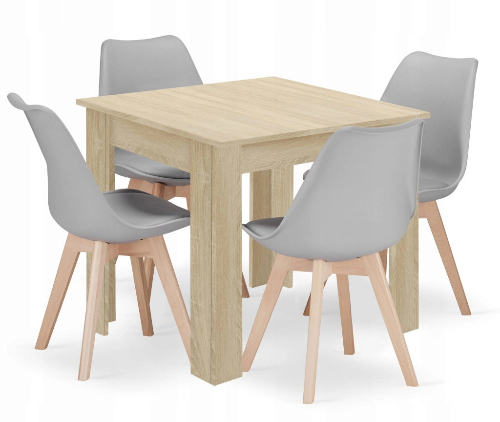 Set di tavolo quadrato Valora 80x80 Sonoma Oak + 4 sedie RIKX Gray x4