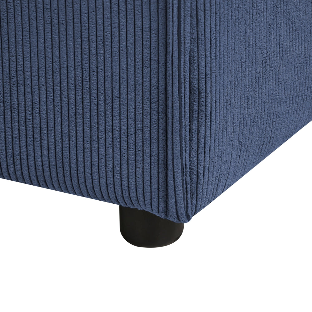 Ottomana imbottita in velluto a coste Blu scuro gambe nere Stile moderno