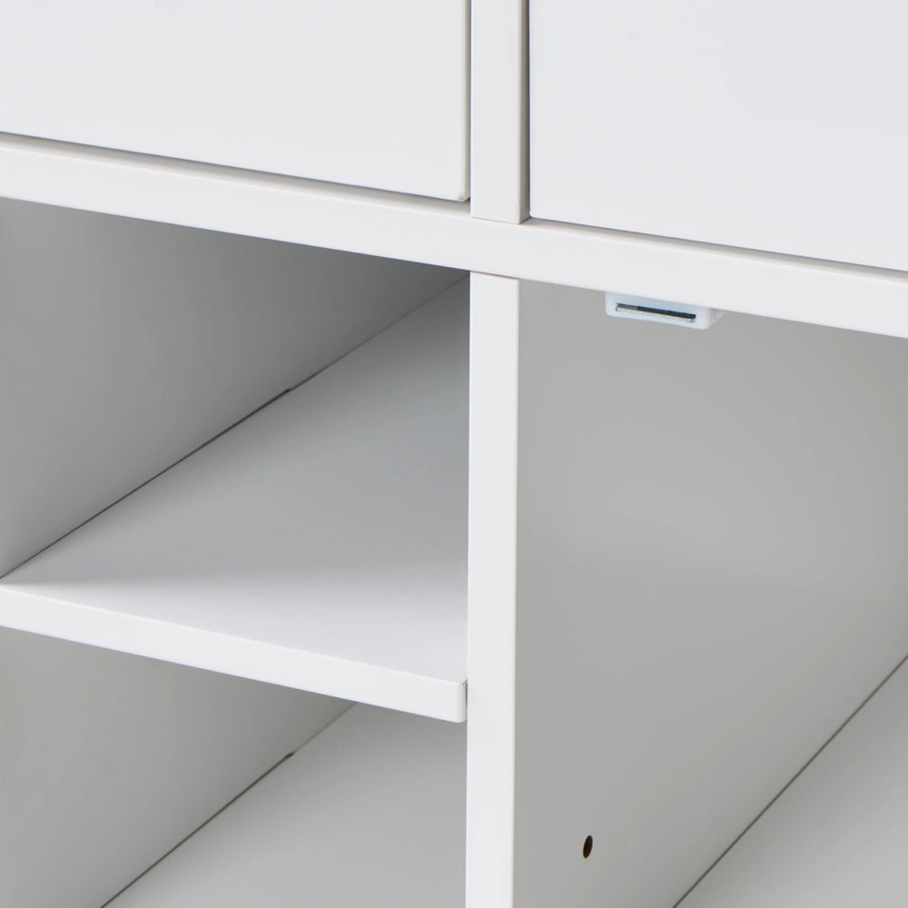 Credenza bianca in MDF a 2 ante, ripiani, cassetto, portabottiglie, credenza in stile moderno, corridoio