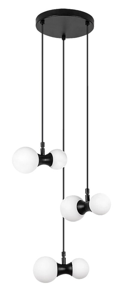 Lampadario Rabalux Lition nero vetro sfere bianche 6xG9