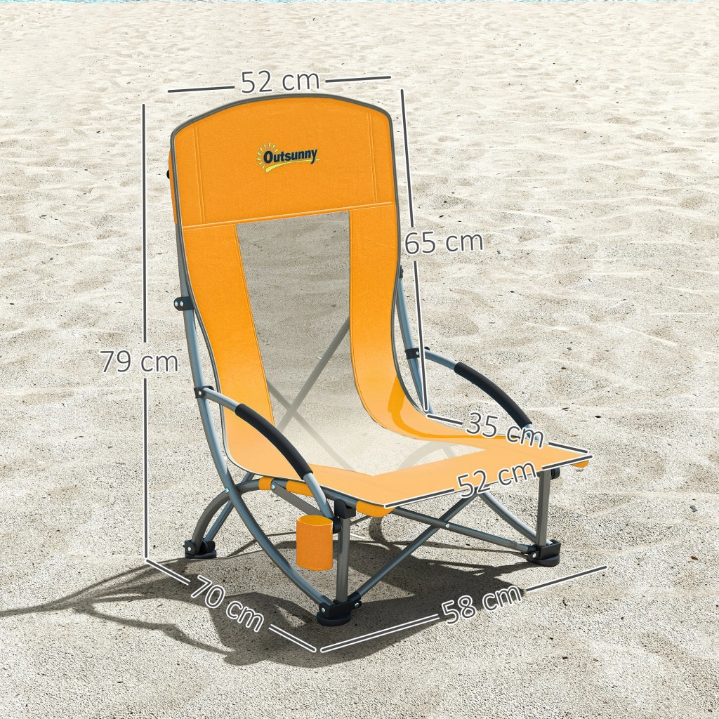 Sedia da spiaggia pieghevole ¨C zephmum ¨C 2 pezzi, arancione, 70x58x79 cm