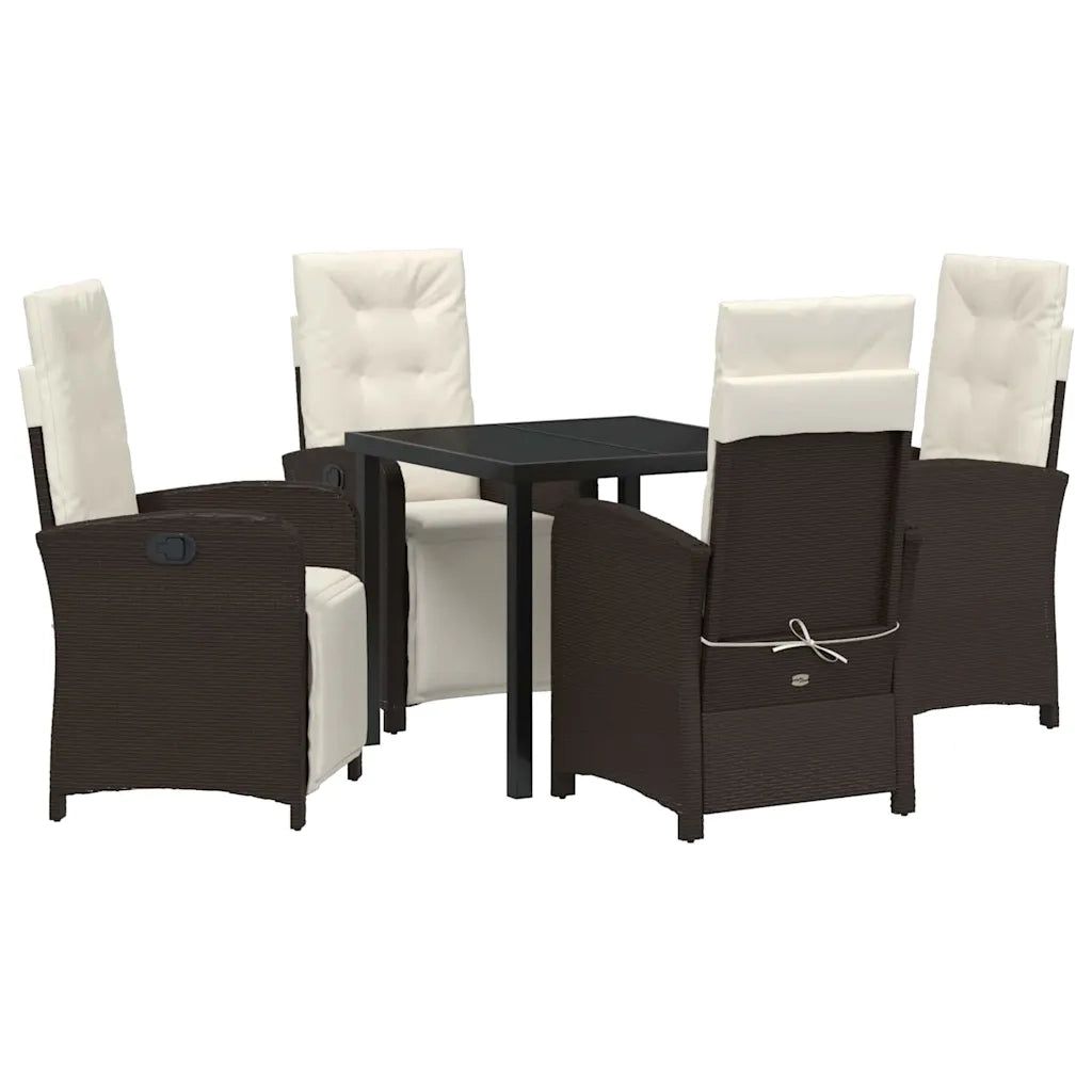 Set da Pranzo per Giardino con cuscino 5 pcs Marrone polyrattan 3380317