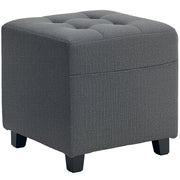 Pouf con Tasca Laterale e Coperchio Imbottito ¨C Zephmum ¨C Grigio in Lino