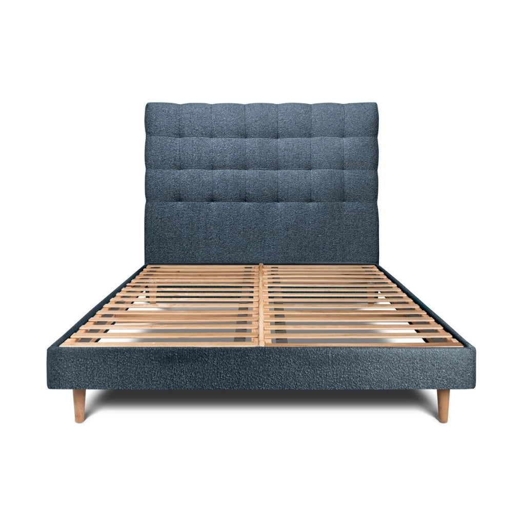 Letto 150x190 cm con testata imbottita - tessuto bouclé