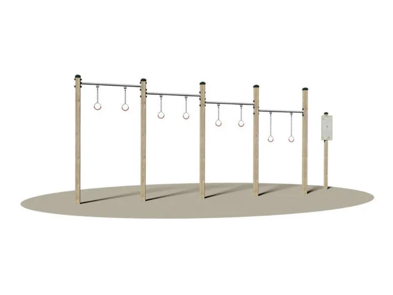 Circonduzione del bacino Giochipark 5 montanti 4 barre Ø 4cm cartello incluso
