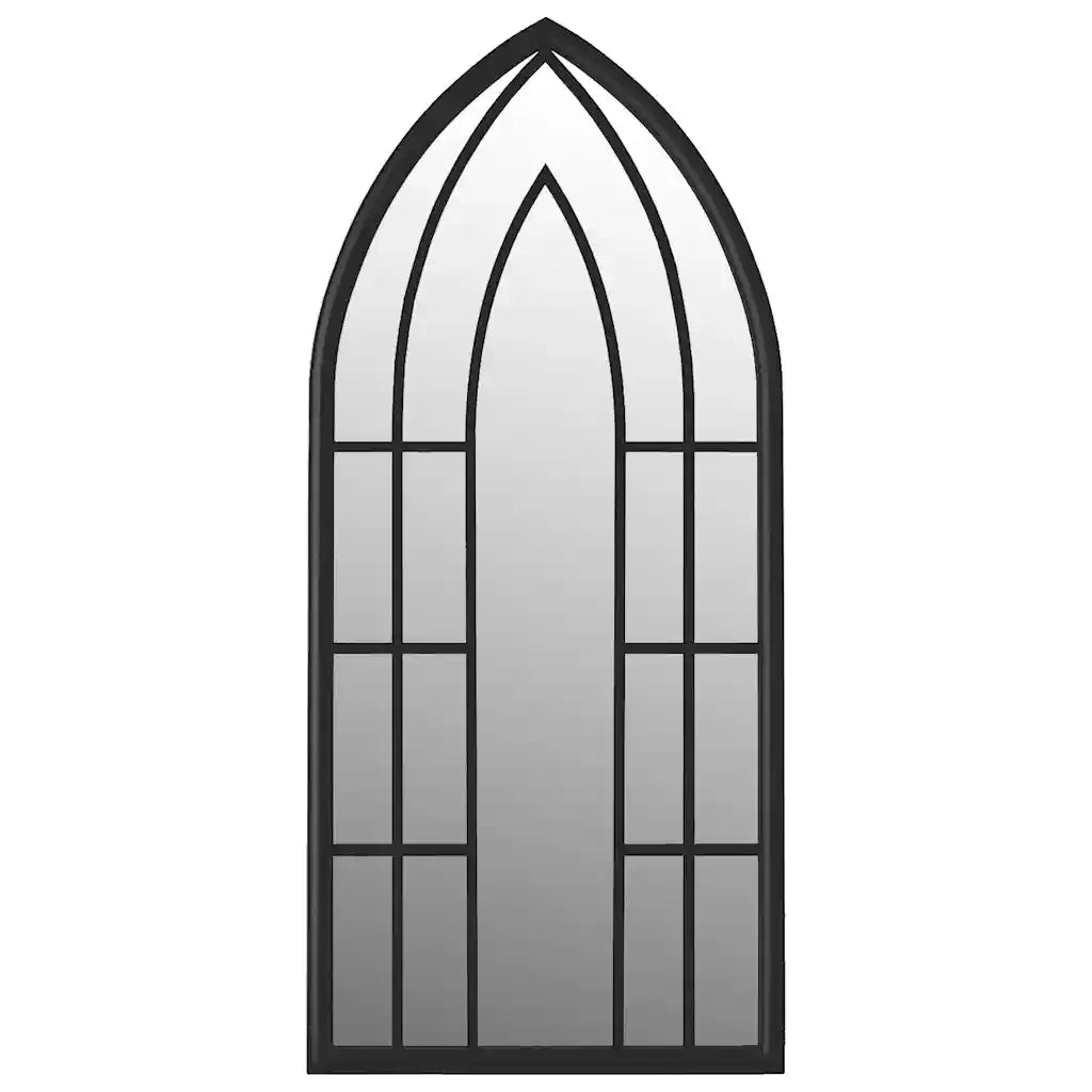 Specchio da Giardino-Specchio Decorativo-Specchio Esterno Nero 100x45 cm in Ferro per Uso Esterno 512472