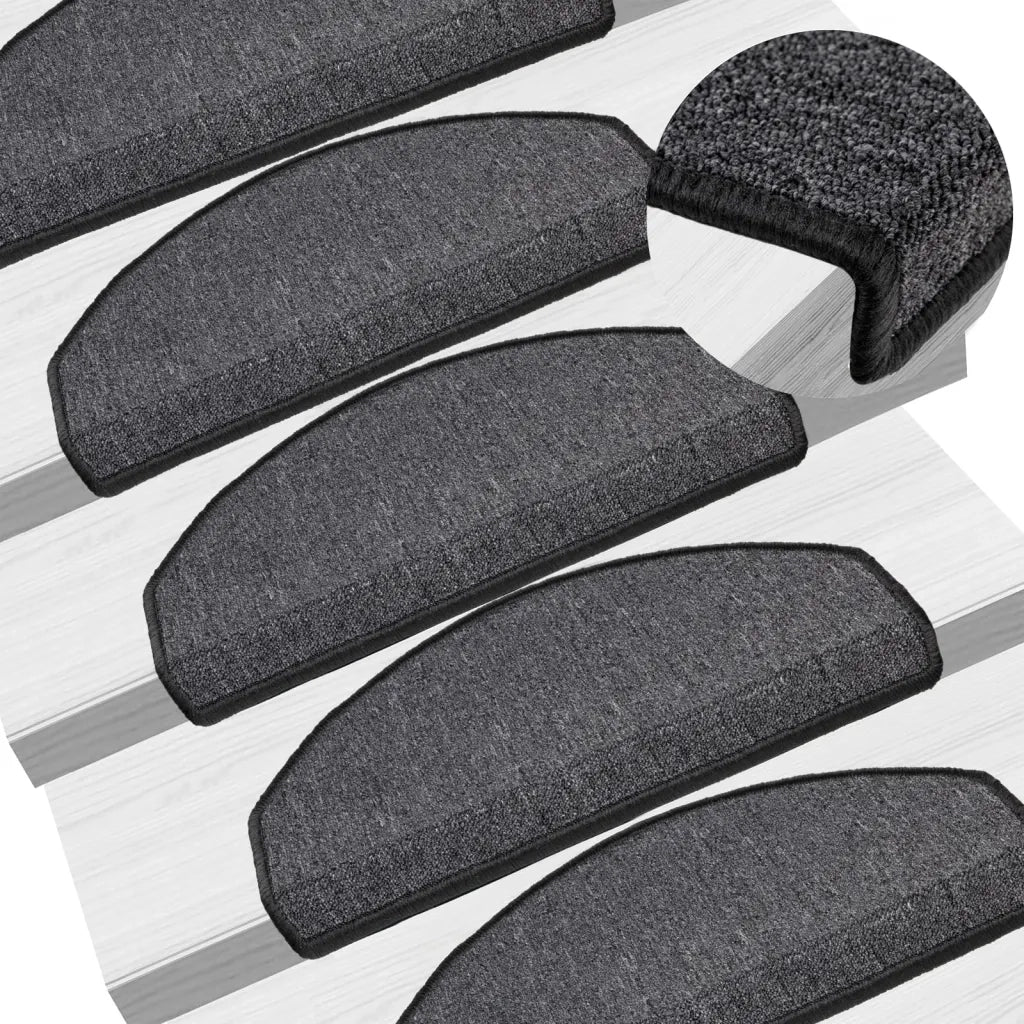 Tappetini per scale 10 pz | Gradini per Scale 65x24x4 cm Antracite Semicircolari Grandi