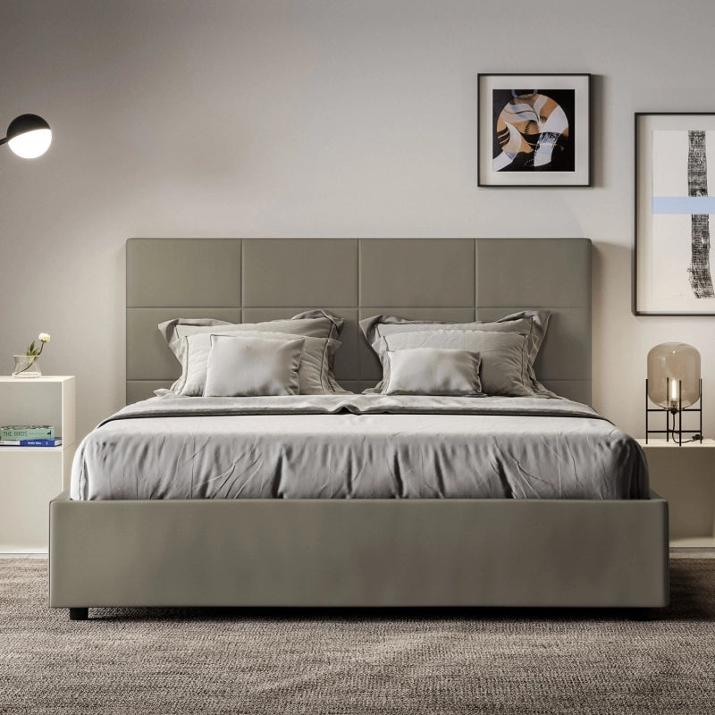 Letto imbottito Matrimoniale 160x210 cm Mika - Similpelle,Cappuccino,Con rete
