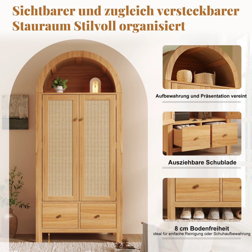 ARMADIO 181x78x45 cm in MDF e metallo effetto rovere, 2 cassetti