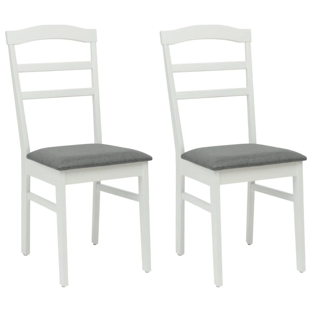 Sedia da pranzo 2 pcs Bianco e Grigio Legno di gomma solido