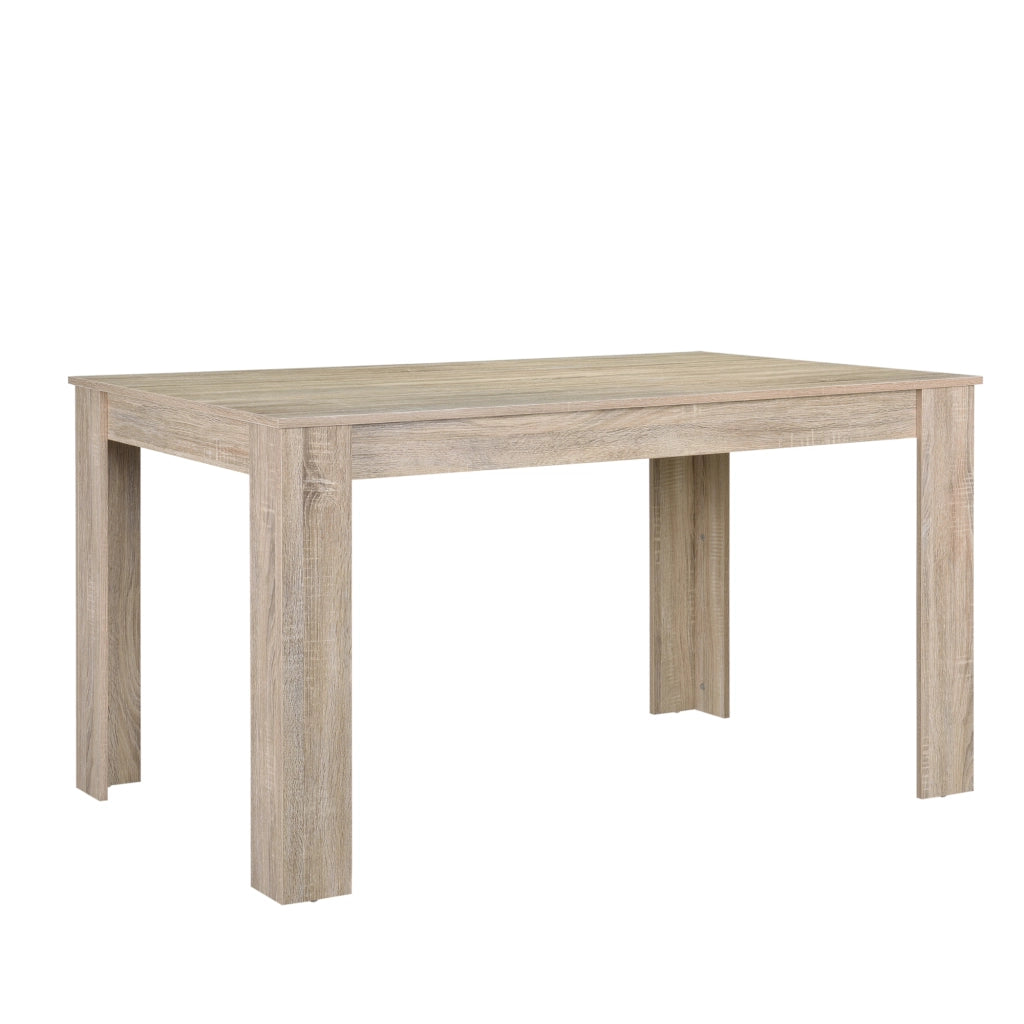 Set da Pranzo Tavolo Rettangolare con 6 Sedie Imbottite - Effetto Rovere Sbiancato/Grigio [en.casa]
