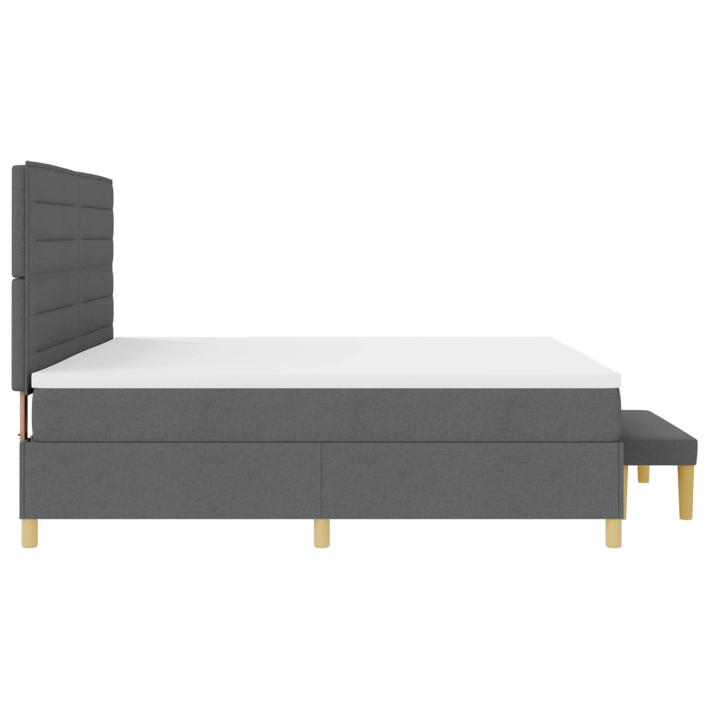 Letto con Reticolo e Materasso & Panca Grigio Scuro 200x200 cm Tessuto