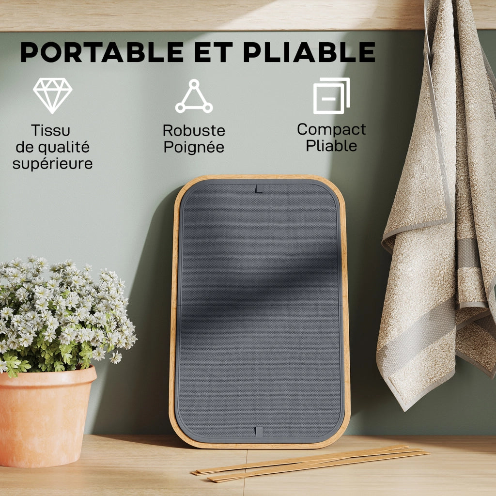 Cestino bucato doppio pieghevole 80 L ¨C zephmum ¨C grigio con coperchio