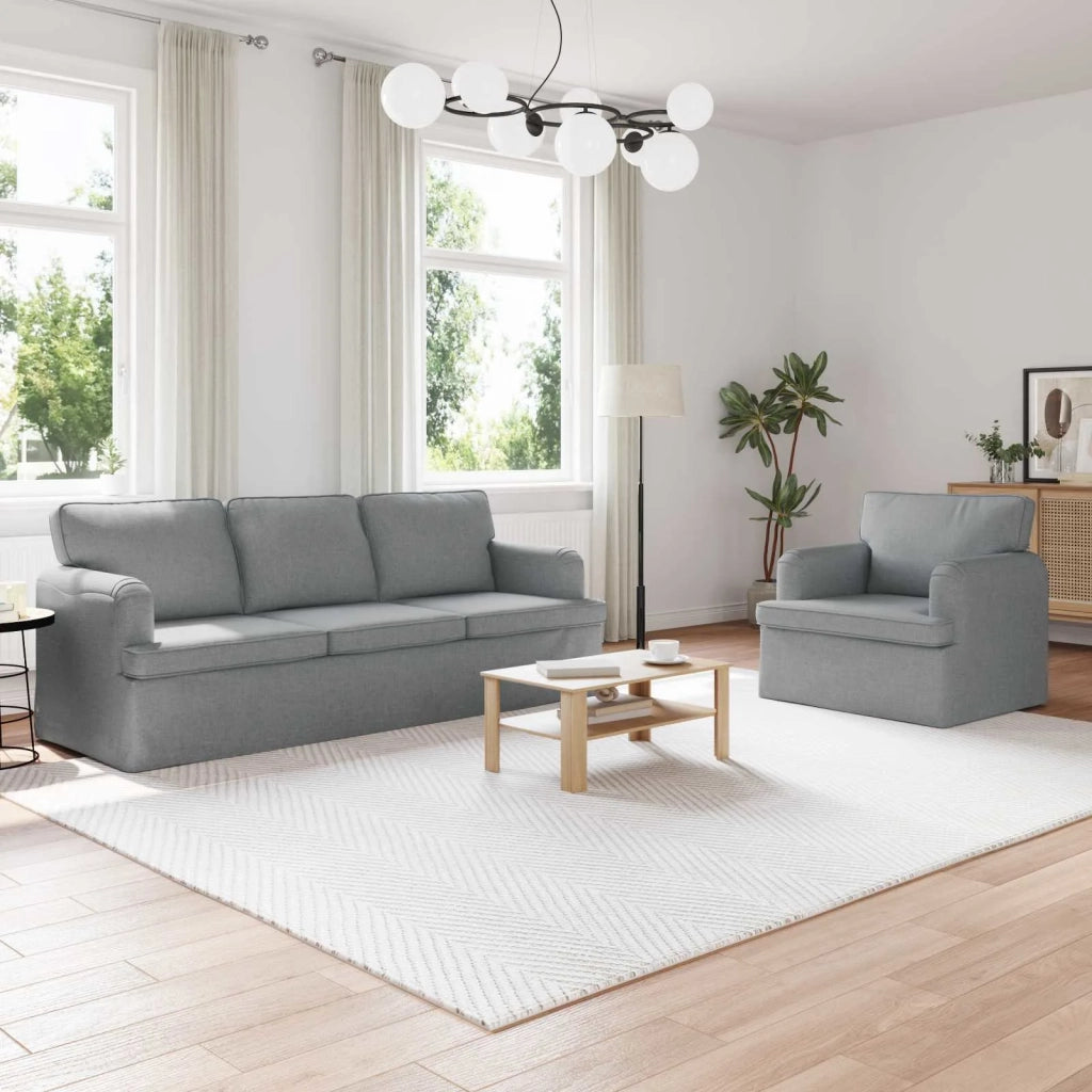 Set di divani 2 pcs Grigio chiaro 201 x 80 x 85 cm Tessuto