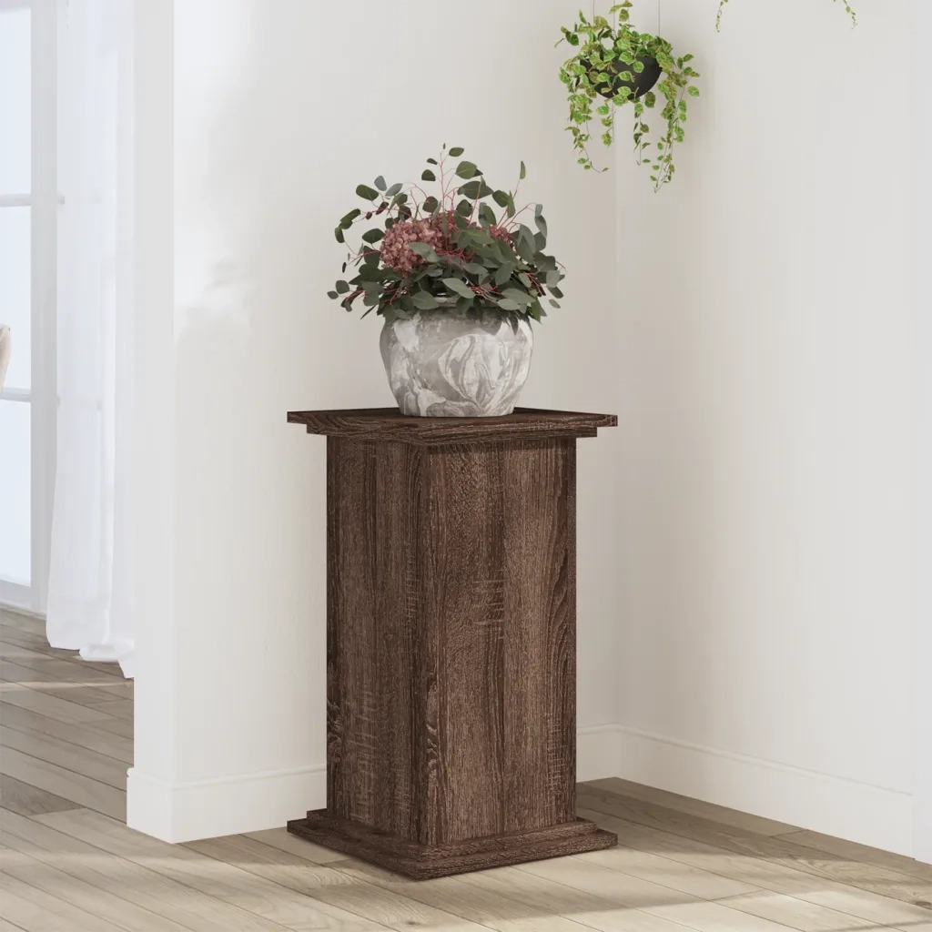 Supporto per Piante Rovere Marrone 33x33x60cm Legno Multistrato 852966