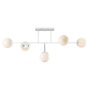 Hoko Plafoniera a 5 Luci con Diffusori in Vetro Bianco Latte e Struttura in Metallo Bianco Opaco - Attacco E14 IP20 - Rossini Group