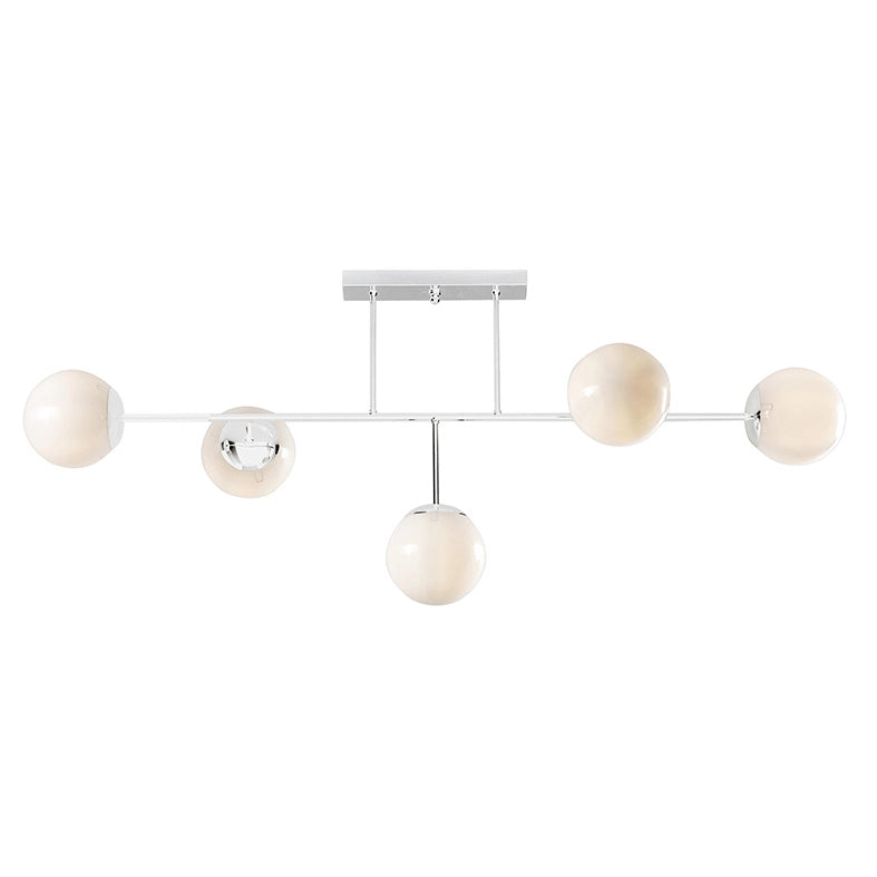 Hoko Plafoniera a 5 Luci con Diffusori in Vetro Bianco Latte e Struttura in Metallo Bianco Opaco - Attacco E14 IP20 - Rossini Group