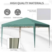 Gazebo Struttura in Acciaio Pieghevole Rivestimento Tessuto Oxford Verde 3x3m