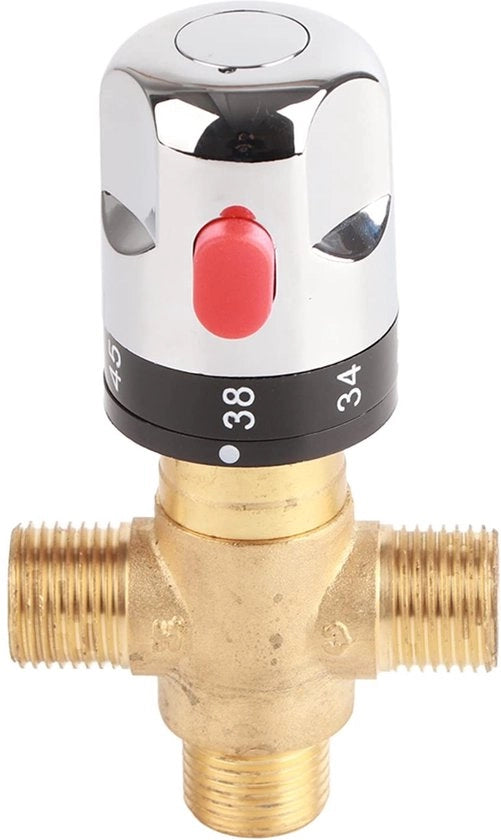 Regolatore di temperatura per acqua calda e fredda - Valvola termostatica G1/2 - Regolazione temperatura acqua - Regolatore acqua calda e fredda - Messing - Regolatore temperatura acqua - Valvola termostatica per doccia
