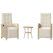 Set da Bistr¨° 3 pz | Set Salotto da Giardino con Cuscini Beige in Polyrattan