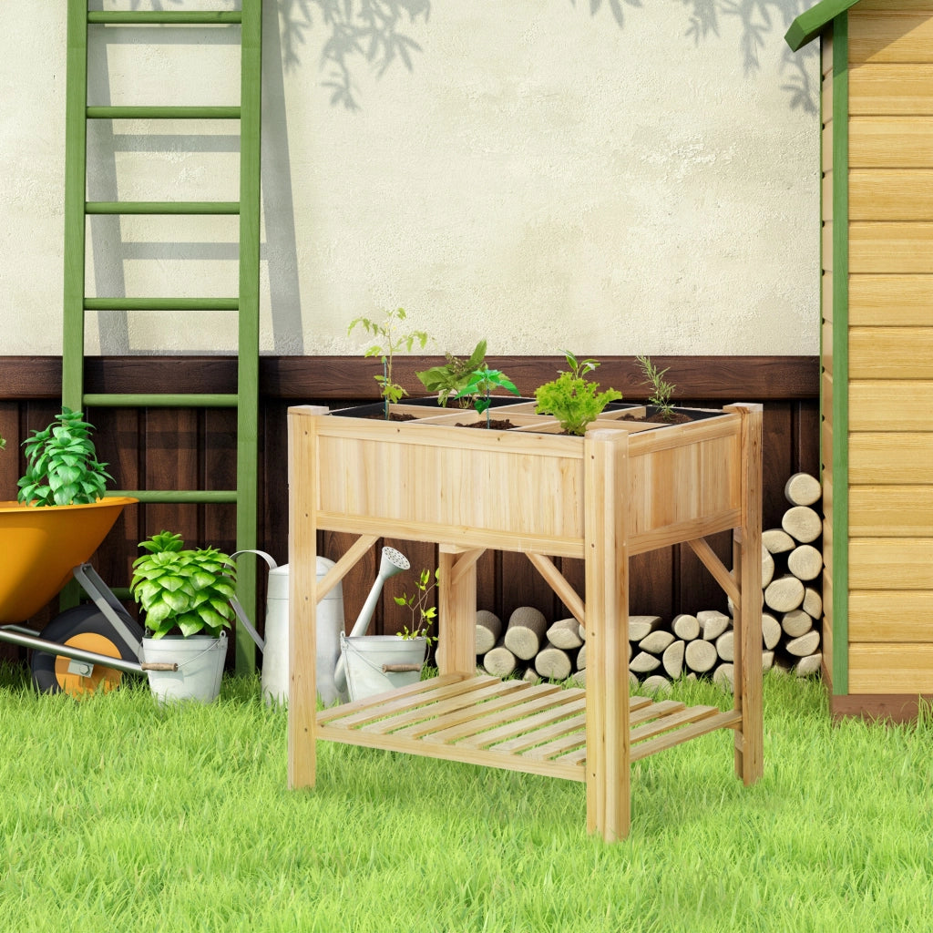Letto Rialzato per Orto con 6 Scomparti ¨C Zephmum ¨C Legno di Abete 78.5x58x81cm