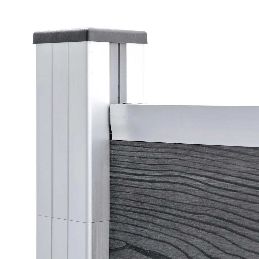 Pannelli Recinzione WPC 3 Quadrati 1 Inclinato 619x186 cm Grigi cod mxl 7339