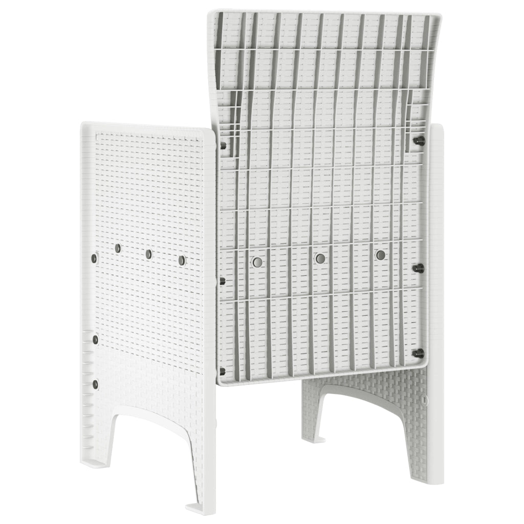 Set di 2 Sedie da Giardino con Cuscini Bianche in Polyrattan