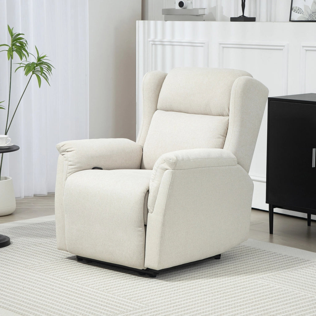 Poltrona relax reclinabile beige con poggiapiedi, 150 kg