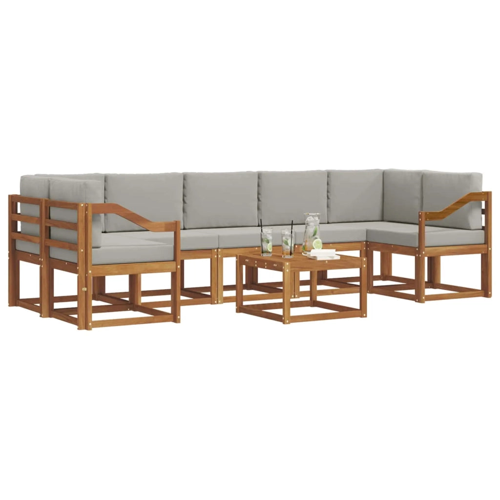 Set di divani da esterno 8 pcs Grigio Naturale e Chiaro